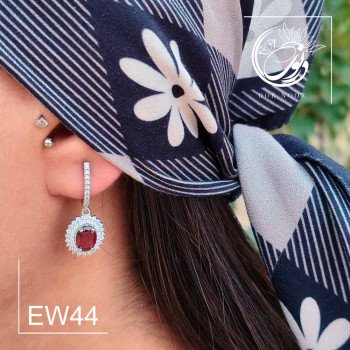 گوشواره نقره با سنگ گارنت کد Ew44