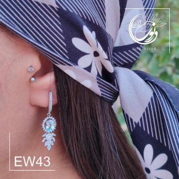 گوشواره نقره با سنگ آکوامارین  کد Ew43