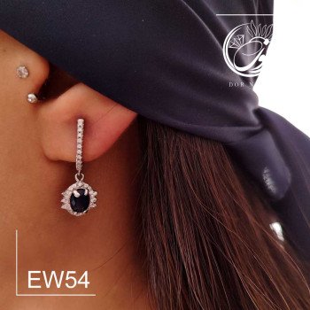 گوشواره نقره با سنگ یاقوت کبود کد Ew54
