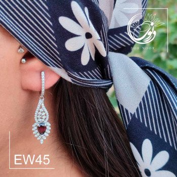 گوشواره نقره با سنگ گارنت کد Ew45