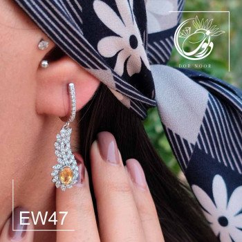 گوشواره نقره با سنگ سیترین کد Ew47