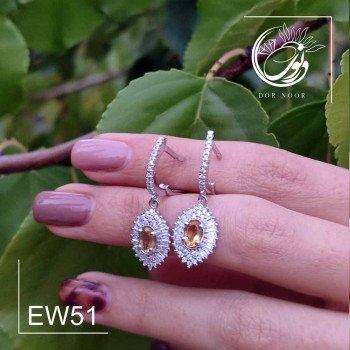 گوشواره نقره با سنگ سیترین کد Ew51
