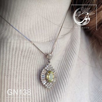 مدال نقره با سنگ لمون کوارتز کد Gn138-1