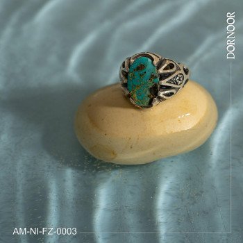 انگشتر نقره مردانه با سنگ فیروزه نیشابور