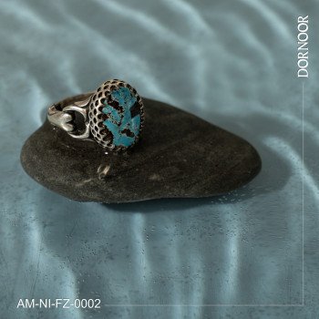انگشتر نقره مردانه با سنگ فیروزه نیشابور