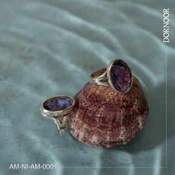 انگشتر نقره مردانه با سنگ آمیتیست