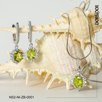 نیم ست مهره سنگی با سنگ زبرجد