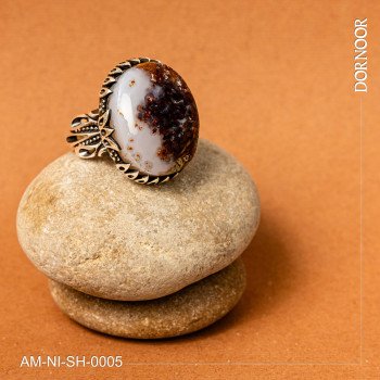 انگشتر نقره مردانه با سنگ عقیق شجر