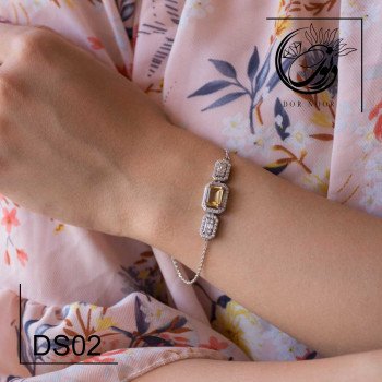 دستبند‎ نقره با سنگ سیترین کد Ds02