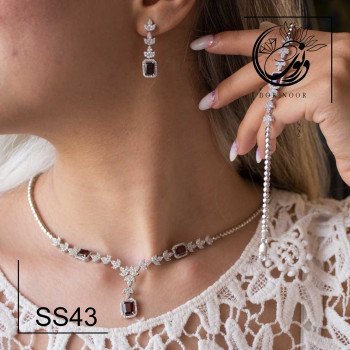 سرویس نقره با سنگ گارنت کد SS4۳