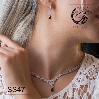سرویس نقره با سنگ گارنت کد SS4۷