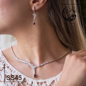سرویس نقره با سنگ گارنت کد SS4۵