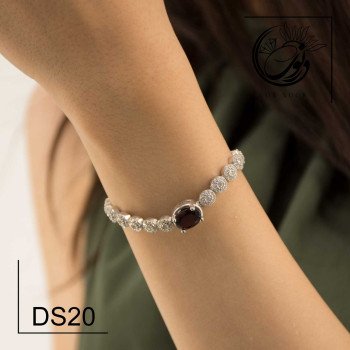 دستبند نقره باسنگ گارنت ds20