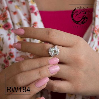 انگشتر نقره زنانه باسنگ اکوامارین rw184