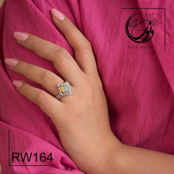 انگشتر نقره زنانه باسنگ اوپال سفید کدrw164