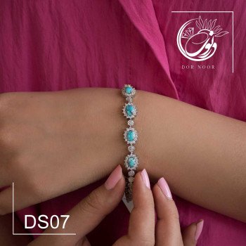 دستبند نقره باسنگ فیروزه ds07