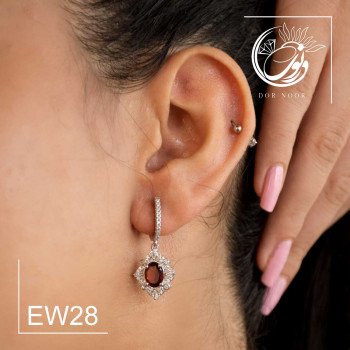 گوشواره نقره باسنگ گارنت ew28