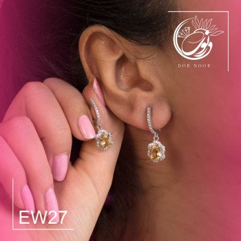 گوشواره نقره باسنگ سیترین ew27