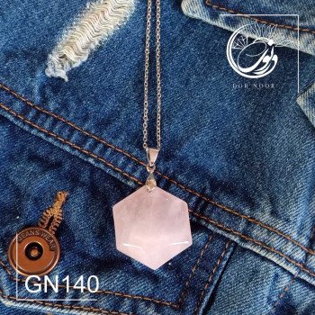 مدال با سنگ کوارتز صورتی کد GN140