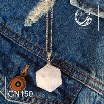 مدال با سنگ 6 وجهی کوارتز شفاف کد GN150