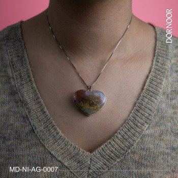 مدال نقره با سنگ عقیق شجر  نقره دست ساز