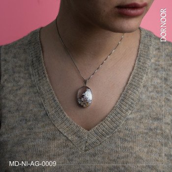 مدال نقره با سنگ عقیق شجر  نقره دست ساز